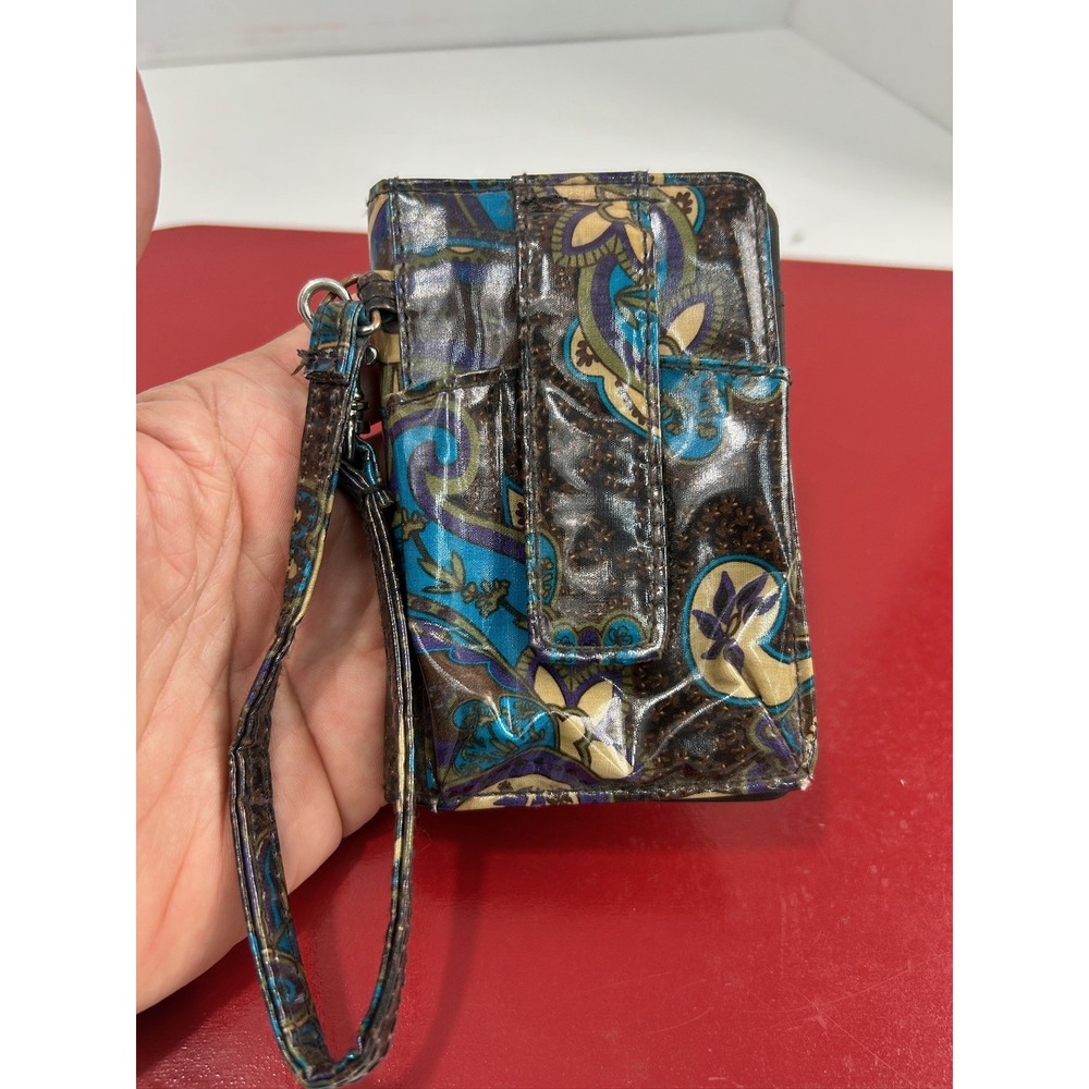 Vera‎ Bradley Wristlet Wallet Womens Zip ID Coin Purse Clutch Paisley Floral
